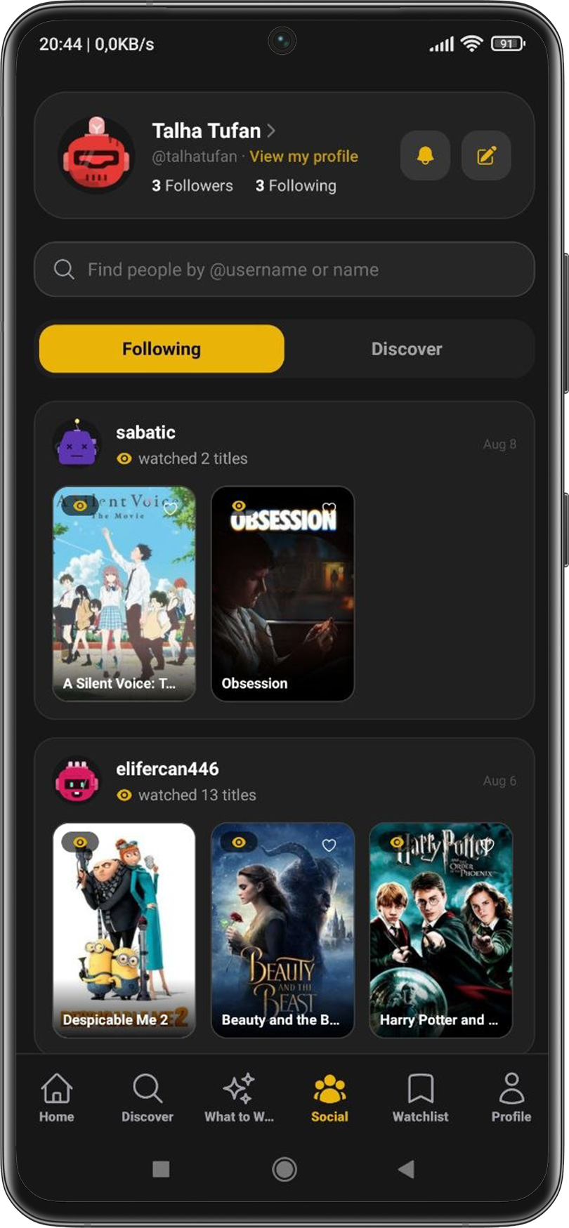 MoviePort sosyal ekranı