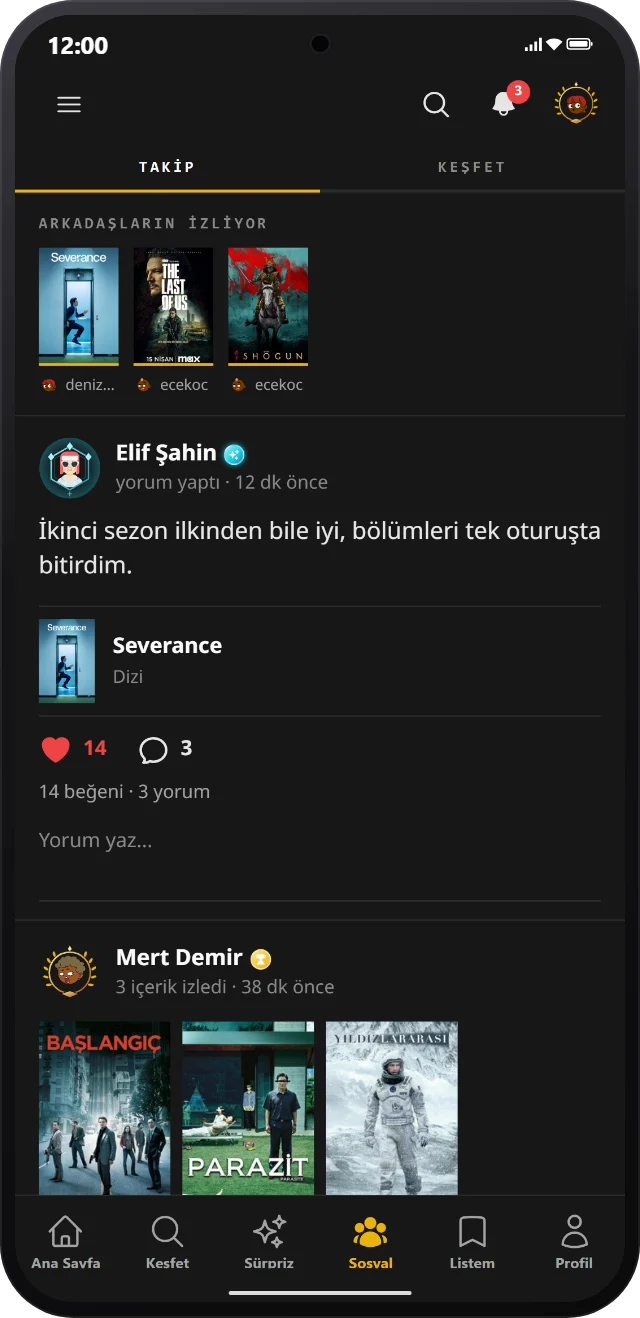 MoviePort sosyal ekranı